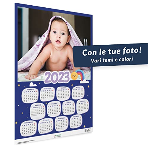 Calendari personalizzati 2023 con foto a parete - SCONTO SU QUANTITÀ - Ideali per famiglie e regali di Natale - 32x47cm (1 FOTO)