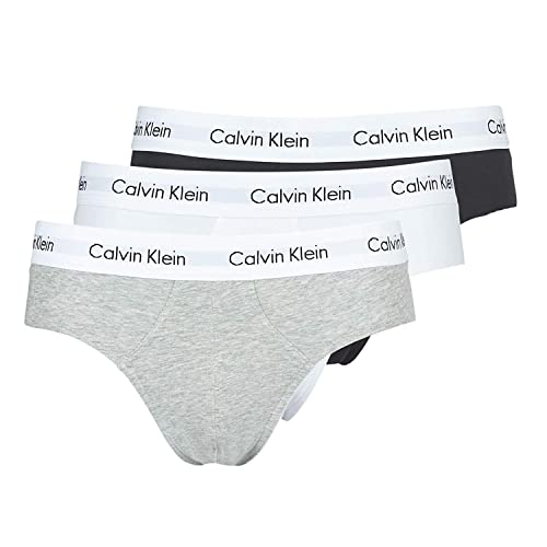 Calvin Klein 3p Hip Brief Slip, Multicolore (Black White Grey), M (Pacco da 3) Uomo