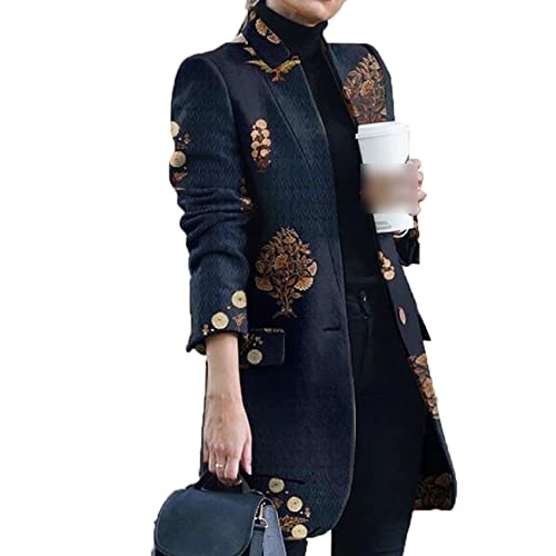 Cappotto di Lana Stampato di Nuova Moda Autunno Inverno con Collo Alto Donna