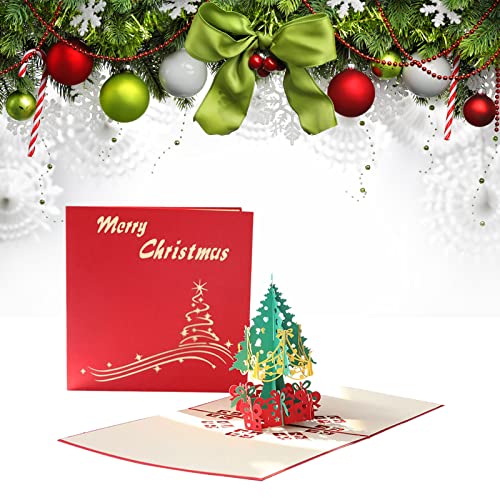 Cartoline di Natale 3D, Cartoline D auguri di Natale, Biglietto di Natale con Albero 3D a Comparsa, Cartolina D auguri Pop Up con Bella Carta Tagliata, Buste per Regali di Natale, Albero di Natale