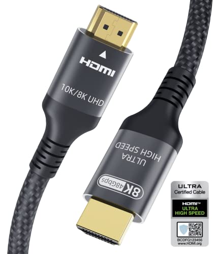 Certificato Cavo HDMI 2.1 8k 2m, Velocità Ultra Elevata Cavi HDMI 4k 120Hz 144Hz 8k 60Hz 4:4:4 eARC DTS:X Dolby Atmos Dynamic HDR 48Gbps Compatibile per MacBook Pro 2021 Gaming PC OLED TV PS5