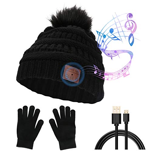 CestMall Cappello e Guanti da Musica Bluetooth, Cuffie Senza Fili C...