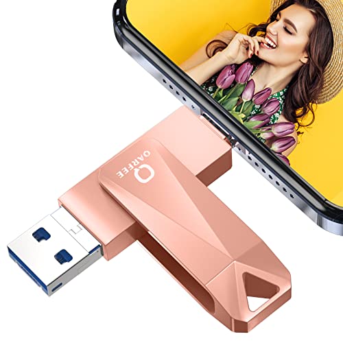 Chiavetta USB 128GB Memoria USB per iPhone iPad 4 in 1 USB Memory Stick Flash Drive Pen Drive per Dispositivi con iOS Android Micro USB Smartphone Tablet Tipo C Porta(Oro)