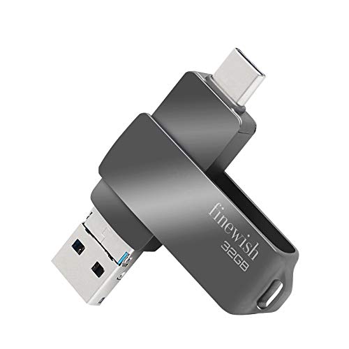 Chiavetta USB 32 GB 3.0, 3 in 1 Type C Pennetta USB 32 giga Tipo C Micro USB USB 3.0 Impermeabile Pen drive 32GB per PC Laptop Smart TV Autoradio etc. (Grigio)