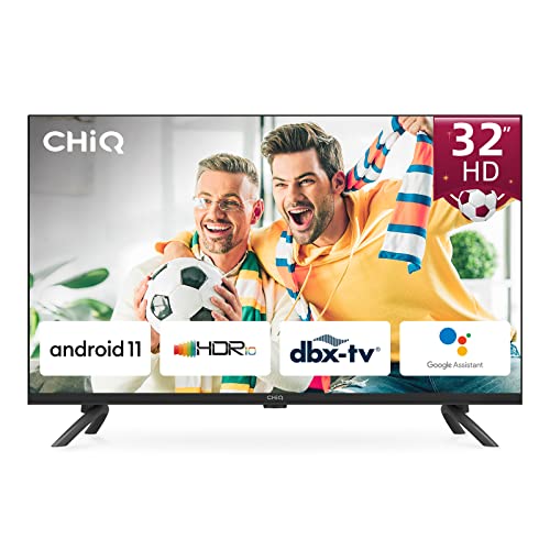 CHiQ L32G7L,TV 32 Pollici Smart TV, 2022 Televisori con Android 11, HD, Frameless TV, Netflix, Prime Video, Youtube, HDR10, 2.4 5G Wi-Fi, Bluetooth5.0, Chromecast, Google Assistant, DVB-T2 T S2