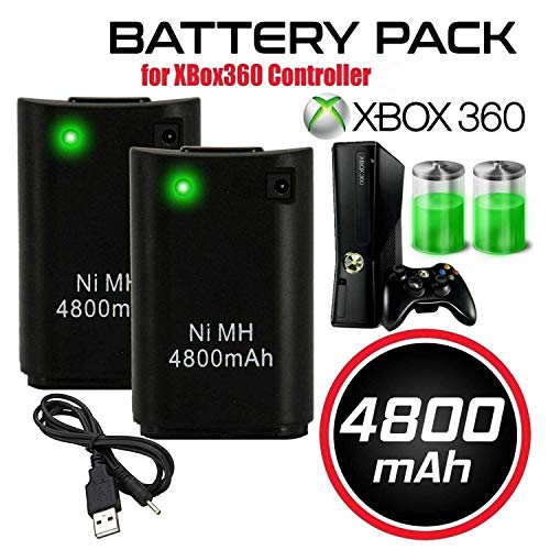 CICMOD Xbox 360 Batteria, 2 Pz 4800mAh Batteria Ricaricabile + Cavo...