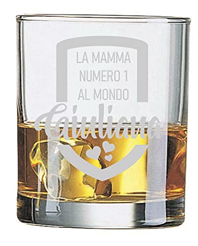 Colorfamily Bicchiere da Whisky Mamma Personalizzabile Festa della Mamma Numero 1 al Mondo - Bicchiere in Vetro 31 cl