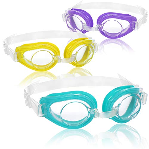 com-four 3X Occhiali da Nuoto per Bambini da 3 a 8 Anni - Maschera Nuoto Colorate - Occhiali per Piscina con Protezione UV [la Selezione Varia] (03 Pezzi - occhialini da Nuoto)