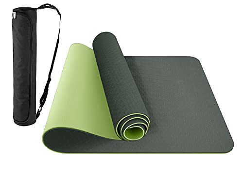 ComFyMat - Tappetino da yoga antiscivolo per allenamento per pilates, meditazione, donne, uomini, fitness, 183 x 61 x 6 mm (pino erba)