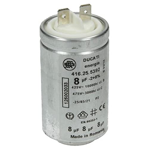 Condensatore condensatore di avviamento Electrolux AEG 8 uF 450V DUCATI energia 416.25.5392 con linguette per asciugatrice 1250020334 1250020334 12500202033