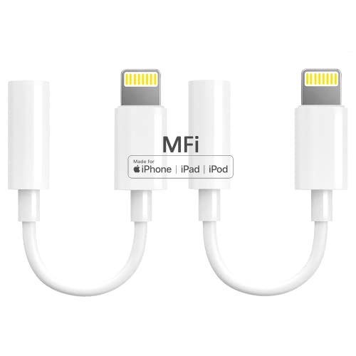 Confezione da 2Certificato MFI Adattatore da Lightning a jack da 3,5 mm Adattatore per cuffie per iPhone Cavo audio AUX Splitter compatibile con iPhone 13 12 11 XS XS Max XR  per tutti i sistemi iOS