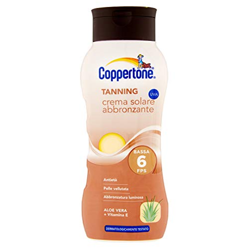 Coppertone, Tanning Crema Abbronzante Fps 6, Antinvecchiamento, Filtri Solari UVA UVB, Resistente all Aqcua, Dermatologicamente Testata, 200 ml