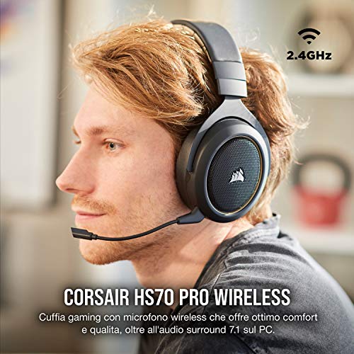 Corsair HS70 PRO Wireless Cuffie Gaming con Microfono, Audio 7.1 Su...