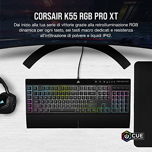 Corsair K55 RGB PRO XT Tastiera Gaming a Membrana Cablata, Retroill...