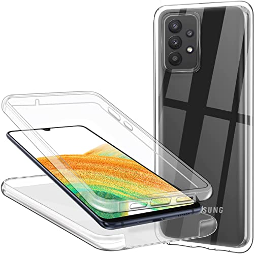 Cover per Samsung Galaxy A33 5G, Transparent Custodia per Samsung A33 5G Silicone TPU e PC 360° Protezione Completa, E-Lush Ultra Sottile Antigraffio Antiurto Fronte Retro Protettiva Case