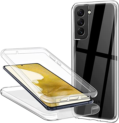 Cover per Samsung Galaxy S22 5G, Transparent Custodia per Samsung S22 5G Silicone TPU e PC 360° Protezione Completa, E-Lush Ultra Sottile AntiGraffio Antiurto Fronte Retro Protettiva Case