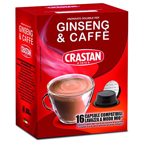 Crastan Capsule Compatibili a Modo Mio, Ginseng & Caffè, 16 Unità