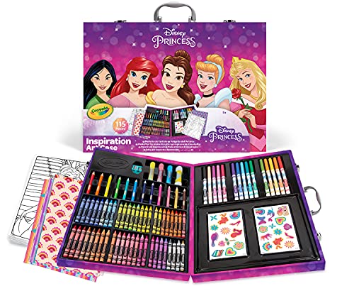Crayola Valigetta Colori Principesse Disney - Kit Creativo con 115 Pezzi Assortiti, Età Consigliata: 5-7 Anni