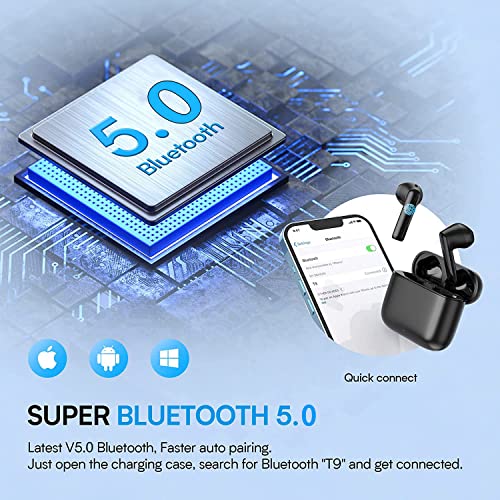 Cuffie Bluetooth 5.0,Cuffie in Ear Wireless con Bassi Immersivi,HD ...