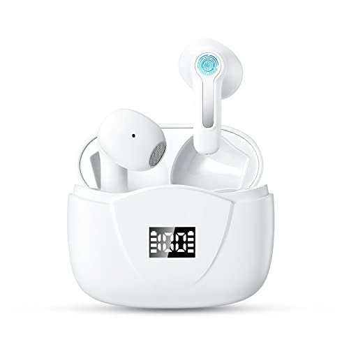 Cuffie Bluetooth, Auricolari Bluetooth 5.3 Stereo Avanzato, Cuffie Wireless in Ear con 4 Mic, Ricarica Rápida USB-C, Controllo Touch, Display LED, IP7 Impermeabili Cuffiette Bluetooth per Android iOS