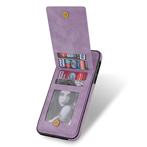 Custodia a portafoglio compatibile con iPhone 6 6S con porta carte di credito, supporto magnetico in pelle di alta qualità, resistente custodia protettiva - viola