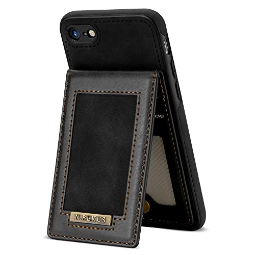 Custodia a portafoglio compatibile con iPhone 6 6S con porta carte di credito, supporto magnetico in pelle di alta qualità, resistente custodia protettiva - nero