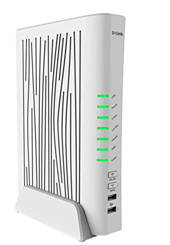 D-Link DVA-5593 Modem Router VoIP, Wi-Fi AC2200, Dual Band, 4 Porte LAN + 1 Porta WAN Gigabit, USB 3.0, EVDSL, Compatibile Fibra, FTTC FTTH, Porta SFP per Terminazione Ottica