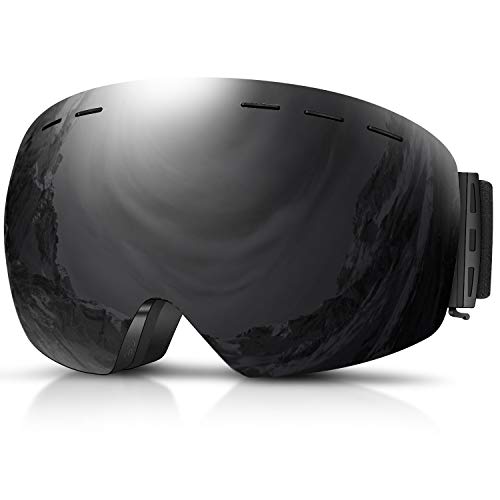 DADA-PRO Occhiali da Sci, Occhiali da Snowboard Uomo Donna Sopra Occhiali OTG Anti Fog Frameless Jet Snow, Occhiali da Sole con Protezione UV (Nero)