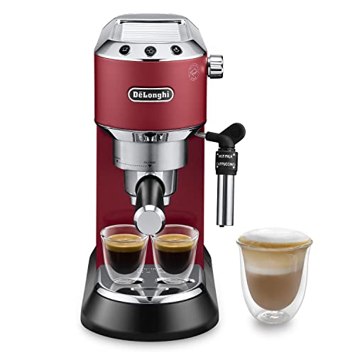De Longhi Macchina Espresso Dedica Style per la Preparazione di Caffè e Bevande a Base di Latte, Capacità 1L, 1350W, Ec685R, Rosso