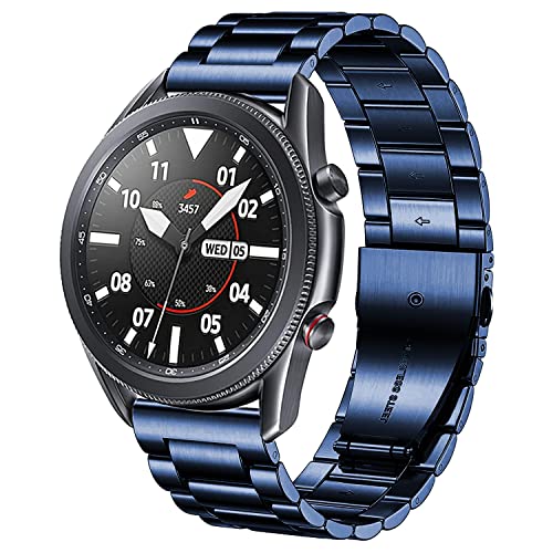 DEALELE Compatible con Samsung Gear S3 Frontier Classic Galaxy Watch 46mm   Galaxy 3 45mm   Huawei Watch 3   GT2 46mm, Cinturino di Ricambio in Metallo Acciaio Inossidabile 22mm, Blu