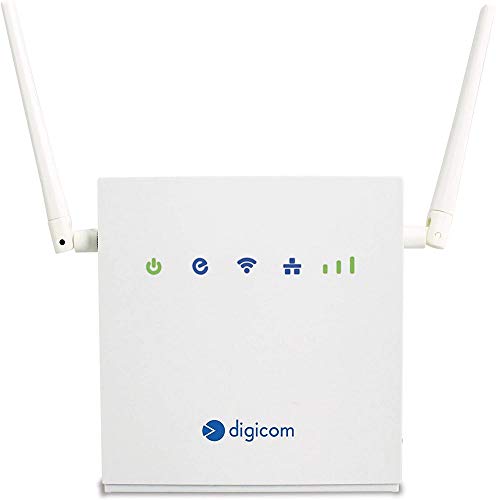 Digicom 4G LiteRoute - Router LTE Cat4, 150Mbps download e 50Mbps Upload 4G, 2 Porte LAN 10 100. Wi-Fi easy con WPS e fino a 300Mbps, Firewall, Non richiede configurazione, Bianco