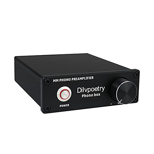 Dilvpoetry Phono Box MM Phono Preamplificatore HiFi Audio AMP Giradischi Amplificatore Fonografo Pre-amp Giradischi con DC12V (Nero)