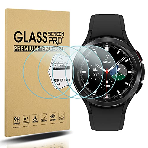 Diruite 4 Pezzi per Samsung Galaxy Watch 4 Classic 46mm Vetro Temperato Pellicola Protettiva,HD Vetro Schermo Antigraffio Senza Bolle per Galaxy Watch 4 Classic 46mm