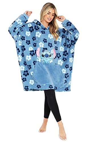 Disney Felpa Donna Felpa Coperta Oversize Pile Taglia Unica Stitch (Blu Tropicale)