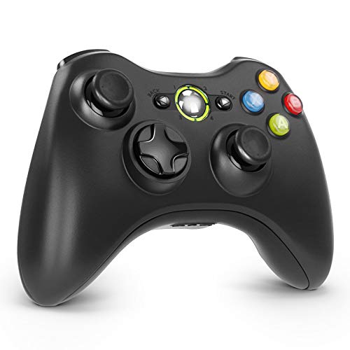 Diswoe Xbox 360 Controller, Wireless Game Controller di Gioco per Microsoft Xbox 360 PC Windows 7 8 10, doppia vibrazione, design ergonomico - Nero