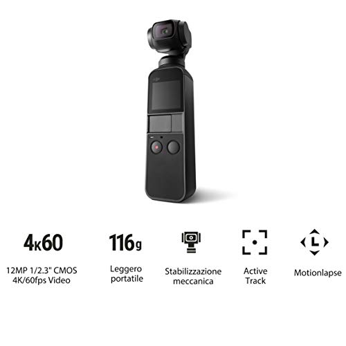 DJI Osmo Pocket - Stabilizzatore 3 Assi con Videocamera 4K Integrat...