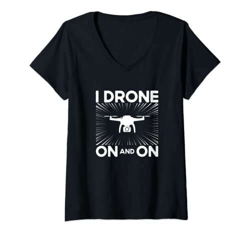 Donna Drone su e su Droni Drone Pilota RC Quadcopters Maglietta con Collo a V