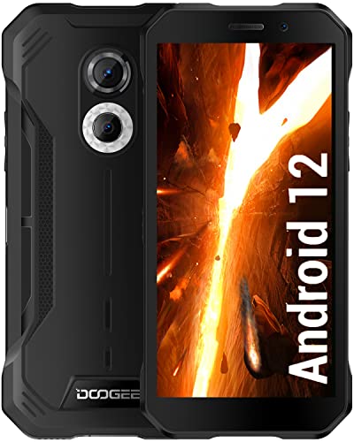 DOOGEE S51 Rugged Smartphone Android 12, 4 GB + 64 GB, 6.0 Pollici HD+, 5180 mAh Big Batteria, 4G Dual SIM Telofono Cellulare, AI Fotocamera,IP68 Waterproof, NFC, OTG, GPS, Nero