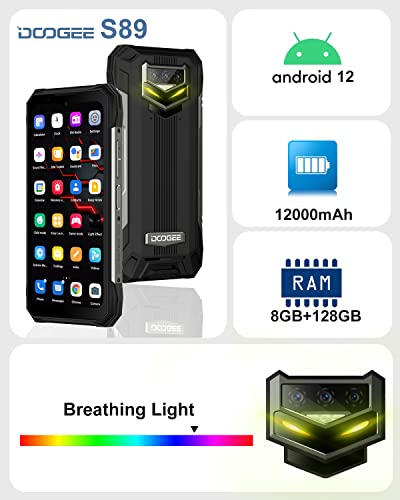 DOOGEE S89 Rugged Smartphone, Grande Batteria 12000 mAh, 8 GB + 128...