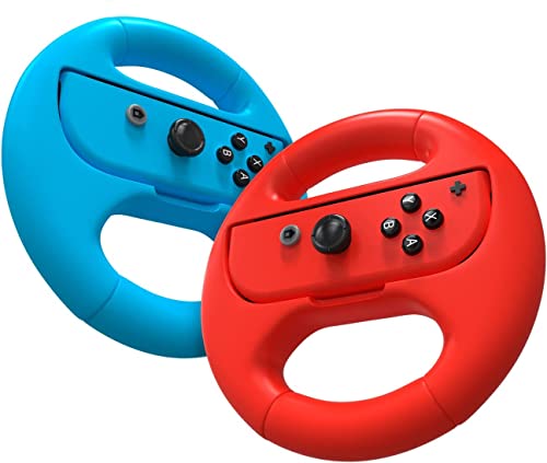 DRAGON SLAY (Confezione da due) Set volante per controller Joy-Con Nintendo Switch - Pulsanti migliorati sulla spalla per giochi di corse kart (rosso e blu)