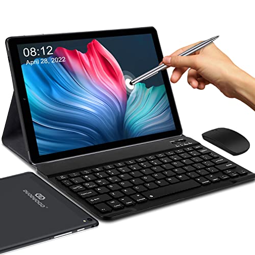 DUODUOGO 4G LTE Tablet 10 Pollici Android 10 Tablet in Offerta 4GB RAM 64GB 128GB Espandibili Tablet PC Quad Core 8000mAh Dual SIM 5+8MP Bluetooth GPS Type-C Tablet Android con Tastiera e Mouse,nero