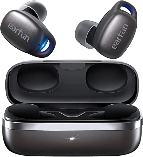 EarFun Auricolari wireless Ture, auricolari Free Pro 2 Hybrid Active Noise Cancelling Bluetooth 5.2, bassi profondi audio stereo, ricarica wireless 30 ore di riproduzione, impermeabile IPX5
