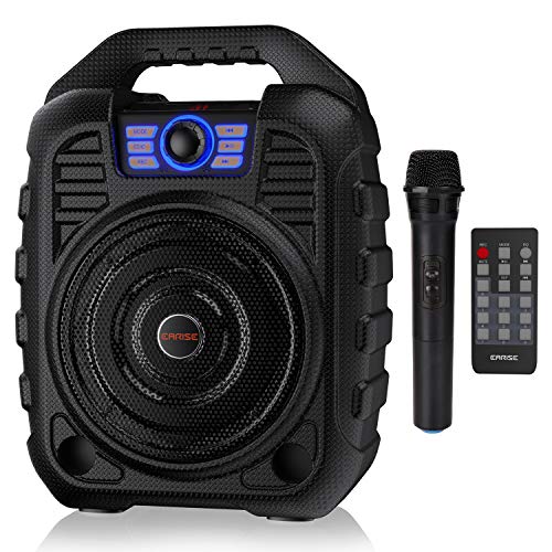 EARISE T26 - Sistema PA portatile con altoparlante Bluetooth con microfono wireless, macchina per karaoke ricaricabile con radio FM, funzione registrazione, telecomando, supporta scheda TF USB