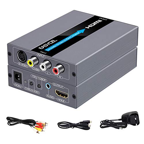 EASYCEL Convertitore da RCA Svideo a HDMI con cavi RCA e S-video, C...