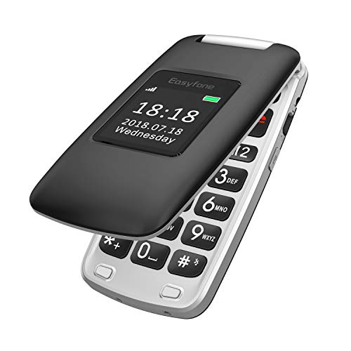 Easyfone Prime-A1 GSM Telefono Cellulare per Anziani, Tasti Grandi, Volume alto, Facile da usare con tasto SOS e base di ricarica (Nero)