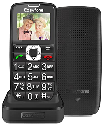 Easyfone Prime-A6 GSM Telefono Cellulare per Anziani con Tasti Grandi, Funzione SOS, Batteria di grande con base di ricarica, Nero