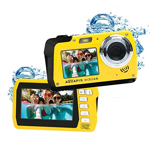 Easypix W3048 Edge Yellow – Fotocamera subacquea, 48 MP doppio schermo, giallo