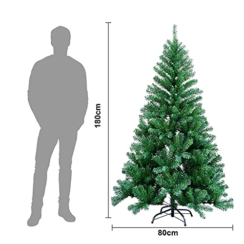 EINFEBEN - Albero di Natale artificiale, 180 cm, resistente PVC, mo...
