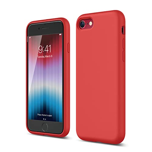 Elago Silicone Liquido Custodia Cover Compatibile con iPhone SE 3 (2022)   SE 2 (2020) Compatibile con iPhone 8 7 – Protezione Full Body con Struttura a Tre Strati (Rosso)