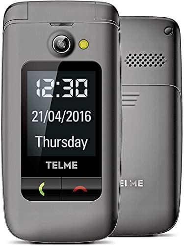 Emporia TELME X200 - Telefono Cellulare per Anziani, Volume alto, Display 2.4  a colori, Tasti Grandi, Tasto SOS, Basetta di ricarica, tasti rispondi e chiudi esterni, Bluetooth, Space Grey (Italia)